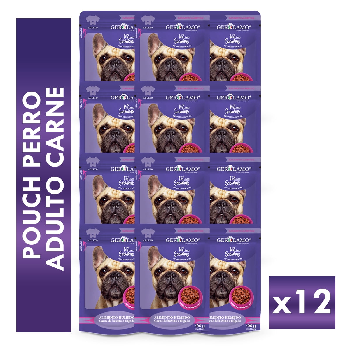 Alimento Húmedo Perro Adulto Gerolamo Pouch Carne 100g X12