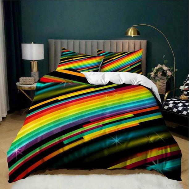 Rainbow 0 CEZ Quilt Duvet Cover Set Super Bedclothes3-Piece Bedding Set