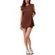 thumbnail image 1 of INSPIRE CHIC Conjunto de Salón de 2 Piezas para Mujeres, Top sin Mangas de Cuello Redondo de Punto Acanalado, Pantalones Cortos, Traje Casual, Talla L, Marrón, 1 of 6