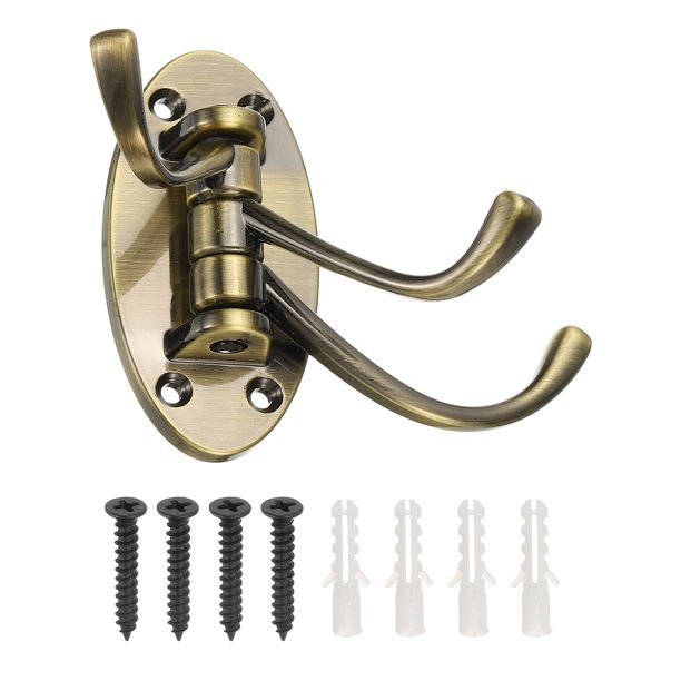 Uxcell Ganchos de Pared Giratorios Plegables Gancho para Toallas Ganchos para Ropa Montados en la Pared Tres Brazos Giratorios Ganchos de Pared para Cocina Baño Garaje Abrigo Oro