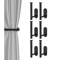 Alzapaños Para Cortinas Hoousuper, Acero Inoxidable Negro, 6 Unidades