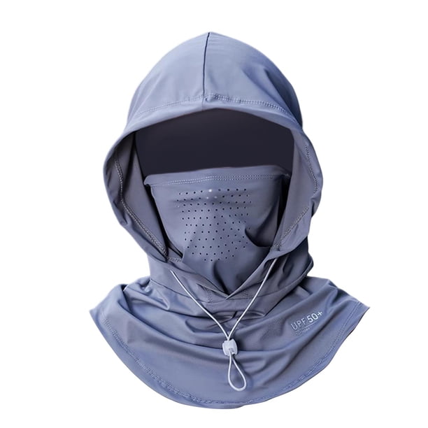 Pasamontañas de verano, sombrero para el sol, ligero y cómodo, con malla nasal, máscara de cabeza completa para jardinería, motocicleta, camping, senderismo en verano. Gris oscuro