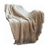 Genérico - Manta Decorativa Tejida Para Sillón, Piecera O Cama Color Beige