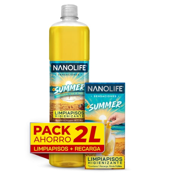 Limpiapisos higienizante aroma summer 1 litro + recarga (rinde 1 litro), 2000 ml