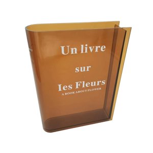 Magideal - Florero Libro Florero Estético Hidropónico Elegante Escritorio Florero Acrílico Florero Floreros Decorativos Para Oficina Dormitorio Restaurante Hogar Marrón