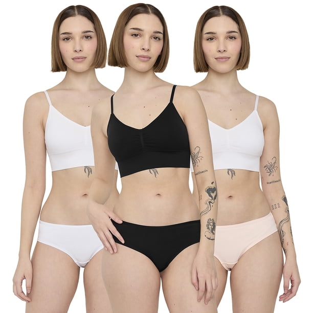 Tripack Mujer Pantaleta Negro-Blanco-Rosado Corona