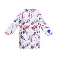 Ioensy - Delantal De Uniforme De Barbero, Delantal De Estilista, Bata Para Corte De Cabello, Coloración, Spa, Estampado Blanco