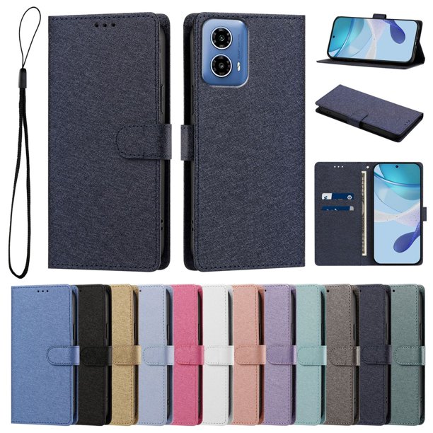 Cartera Protectora para Motorola Moto G34 con Soporte, Azul Marino