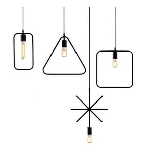 Disparo - Set 4 Lamparas Colgantes Figuras Geométricas Vintage Negro