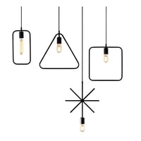 Disparo - Set 4 Lamparas Colgantes Figuras Geométricas Vintage Negro