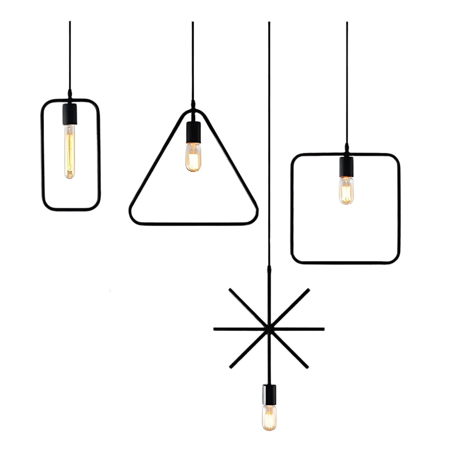 Disparo - Set 4 Lamparas Colgantes Figuras Geométricas Vintage Negro