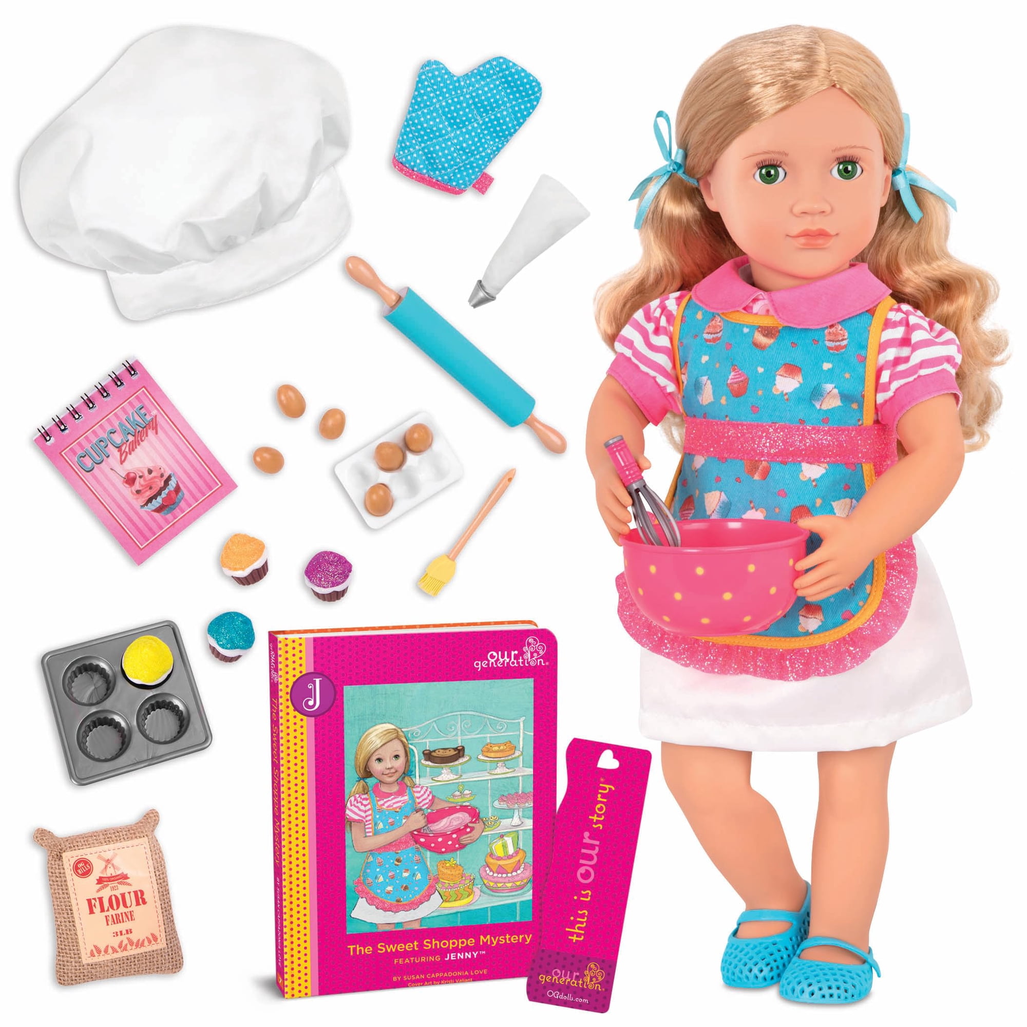 Muñeca Plegable Para Hornear Our Generation Jenny De 18 Pulgadas Con Accesorios