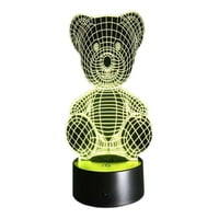 Lelumania - Lampara Ilusion 3D Oso De Peluche De 7 Colores, Base Touch