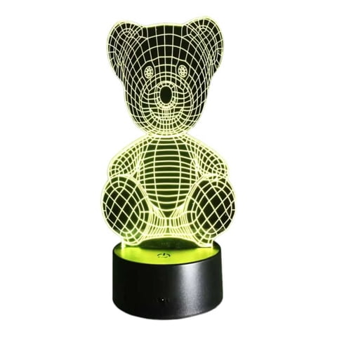 Lelumania - Lampara Ilusion 3D Oso De Peluche De 7 Colores, Base Touch