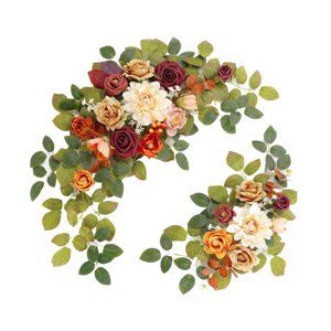 Magideal - 2 Uds. De Coronas Para Puerta, Arco De Flores Para Boda, Señales De Bienvenida Para El Hogar, Guirnaldas Florales Artificiales, Flores De Seda Para Si