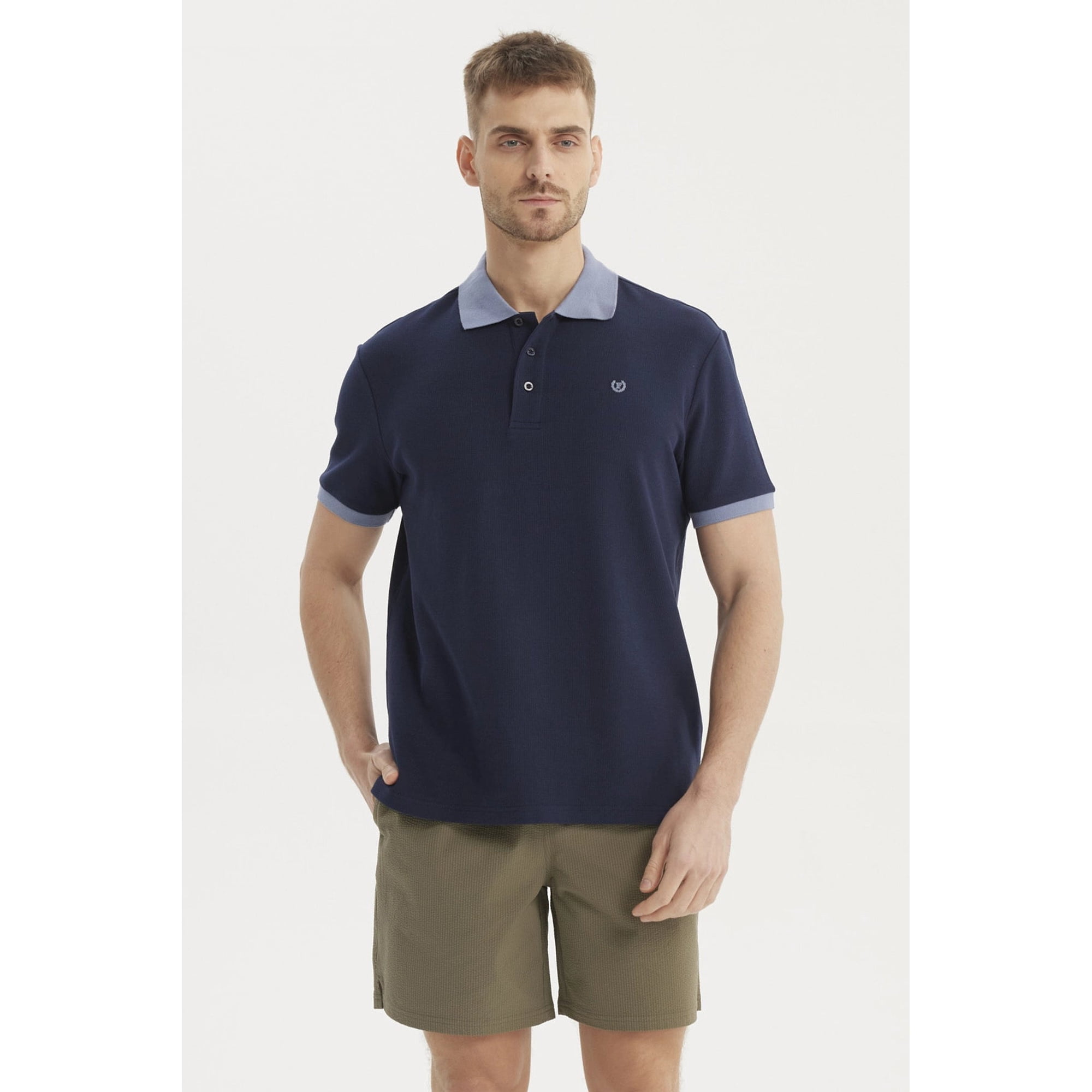 Fashionspark - Polera Hombre Pique Wafle Con Botones Azul Marino