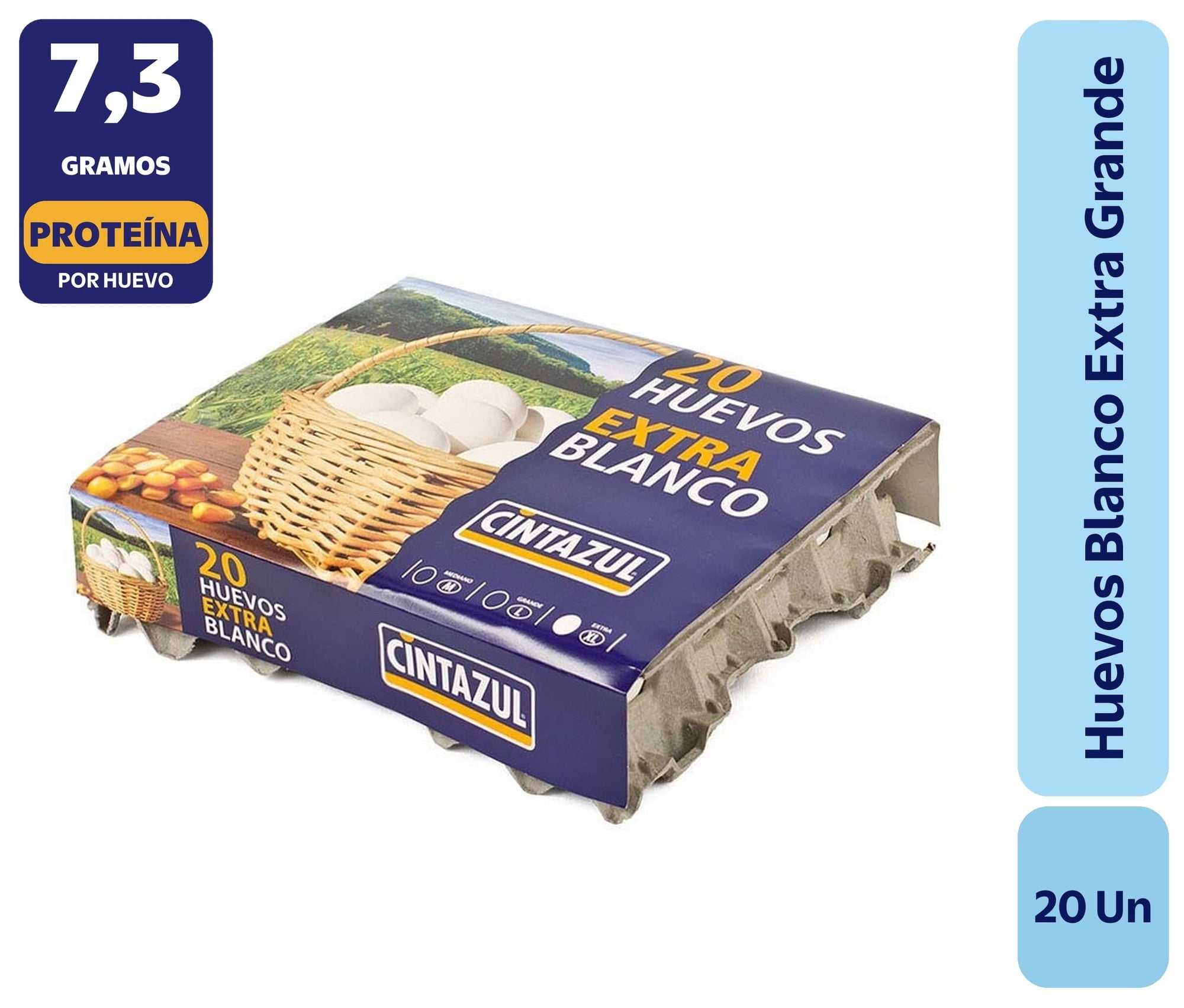Huevos Tradicionales Extra Grande Blanco 20 Un Cintazul