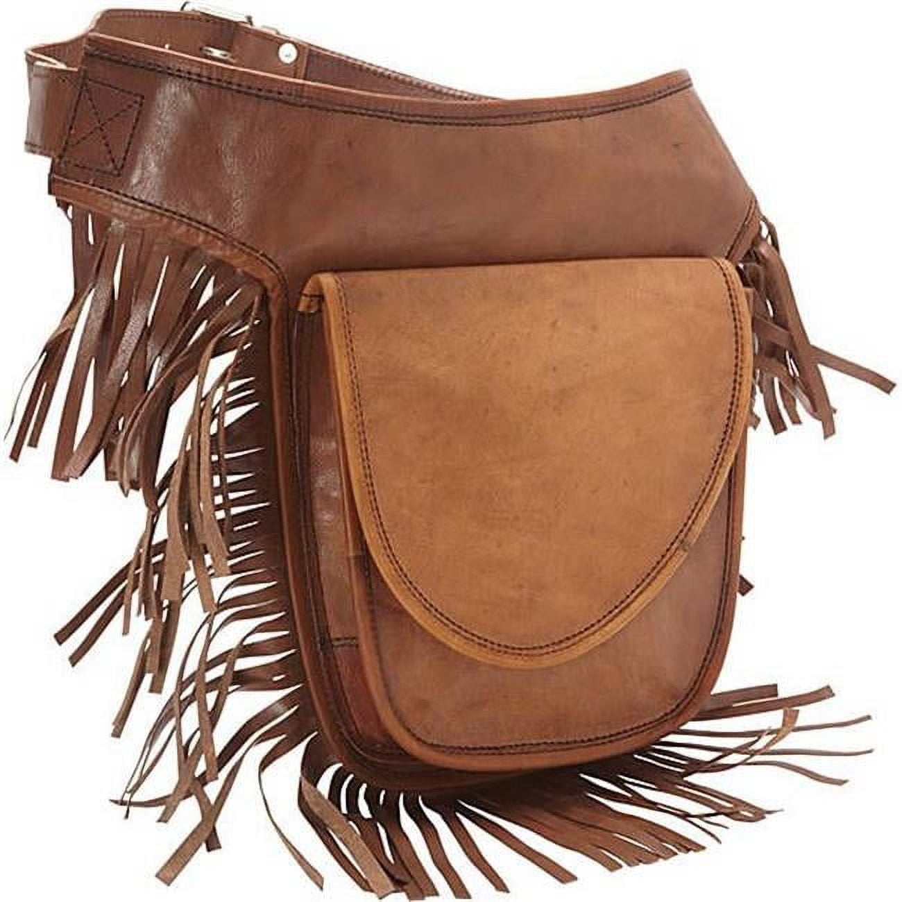Cartera Sharo Ajustable De Cadera Cuero Marrón