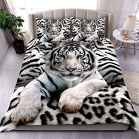Milsleep - Juego De Cama Con Estampado De Tigre Blanco