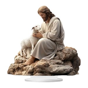 Magideal - Ornamento De Mesa De Jesús Plaque De Jesús Exhibición 2D De Regalo Plano Decoración Del Hogar Centro De Mesa Para La Sala De Estar De La Sala De Estar