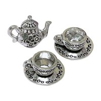 Magideal - Juego De Tetera De Simulación De Casa De Muñecas 1/6 1/12, Paisaje De Diorama, Artesanía, Escenas De Metal Realistas, Muebles En Miniatura, Habitación Argén