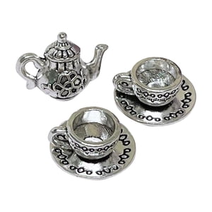 Magideal - Juego De Tetera De Simulación De Casa De Muñecas 1/6 1/12, Paisaje De Diorama, Artesanía, Escenas De Metal Realistas, Muebles En Miniatura, Habitación Argén