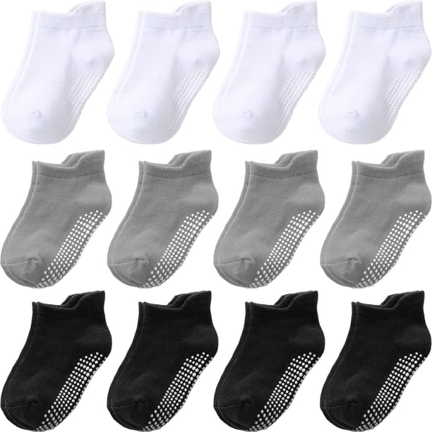 Pack de 12 Calcetines Antideslizantes de Algodón para Bebés y Niños Pequeños 3-5 Años - Aroveea