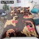 thumbnail image 1 of Cartoon Pug Dog Bedding Set Cute Dog Duvet Cover Set Brown Background Quilt Cover Kids Girls Bedclothes Home Textiles, 1 of 5
