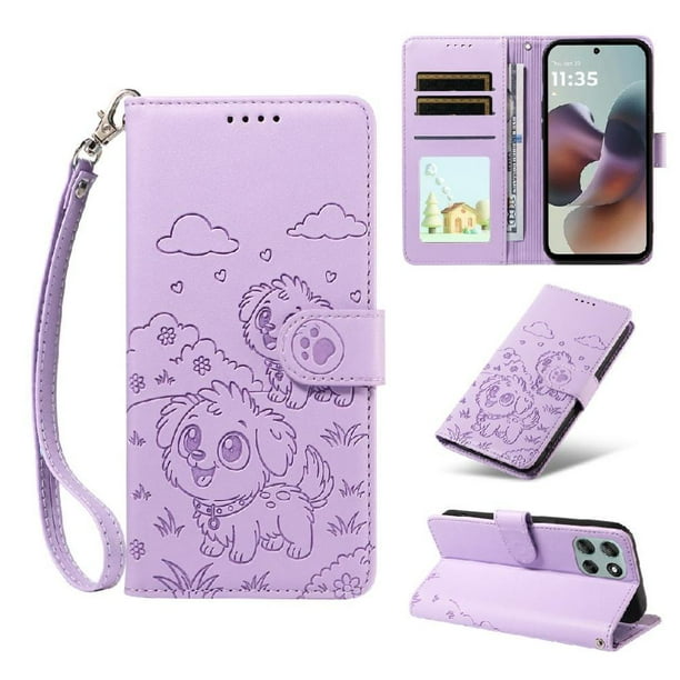 Funda Billetera FOXDOCK Compatible con Motorola Moto G56, Diseño Perrito Tierno, Ranuras para Tarjetas y Soporte Plegable
