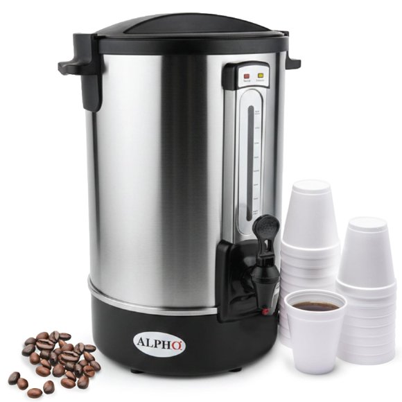 Cafetera eléctrica ALPHA LIVING de 18,9 L, acero inoxidable con grifo