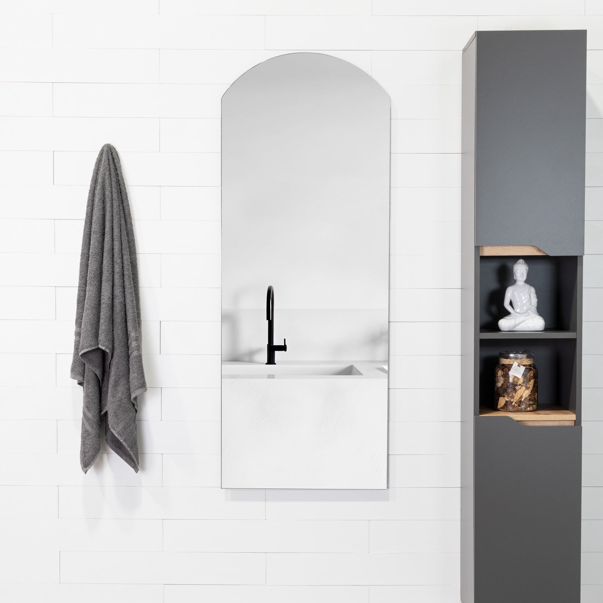 Tuhome - Espejo Oporto Rectangular 130x50x1,9 Cm Superior Ovalado