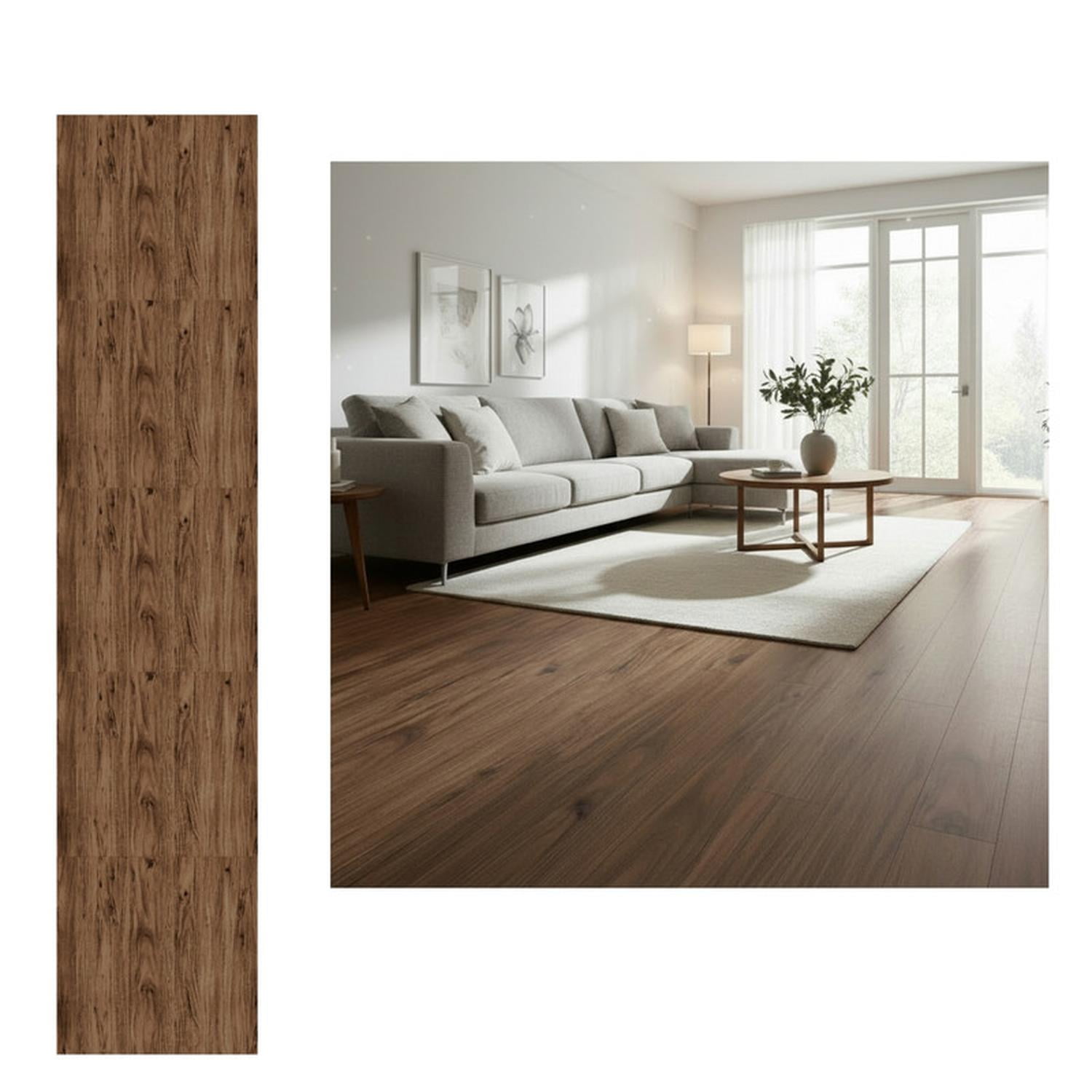 Mobii - Piso Vinílico Adhesivo Símil Madera 91,4x15,2 Nogal Chocolat