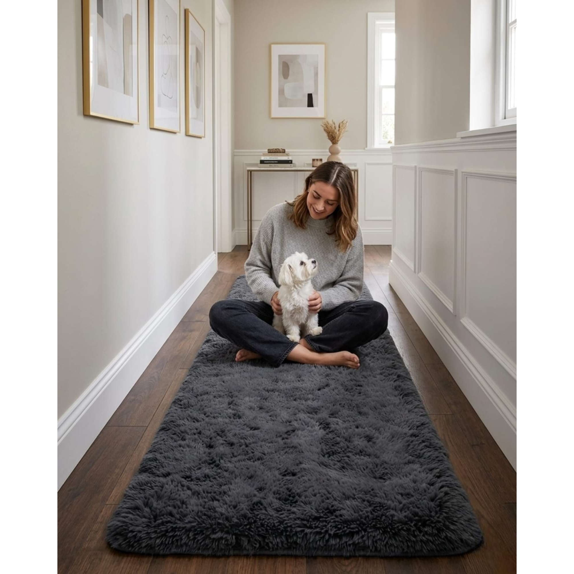 Todo Para El Hogar - Set De 2 Alfombra Pasillera Shaggy 70x150 Cm Pelo Largo