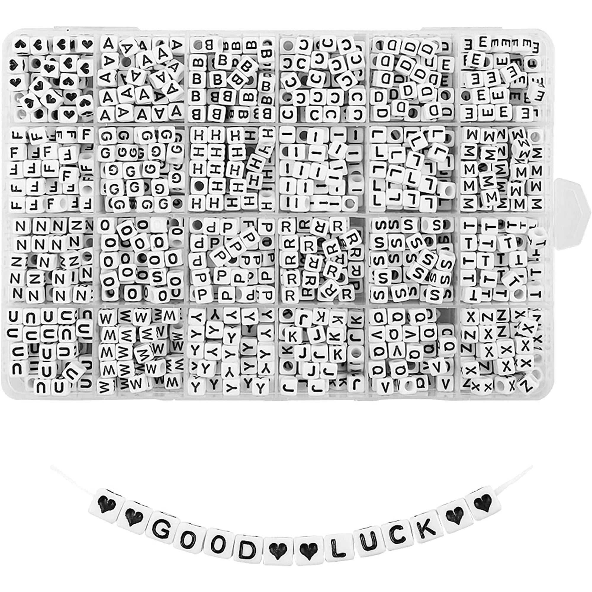 Abalorios Acrílicos Con Letras Quefe 1440 Unidades En Forma De Cubo Blanco De 6 X 6 Mm