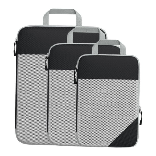 Juego De 3 Cubos De Embalaje Organizadores De Viaje Bolsas Organizadoras De Maletas Impermeables Negro