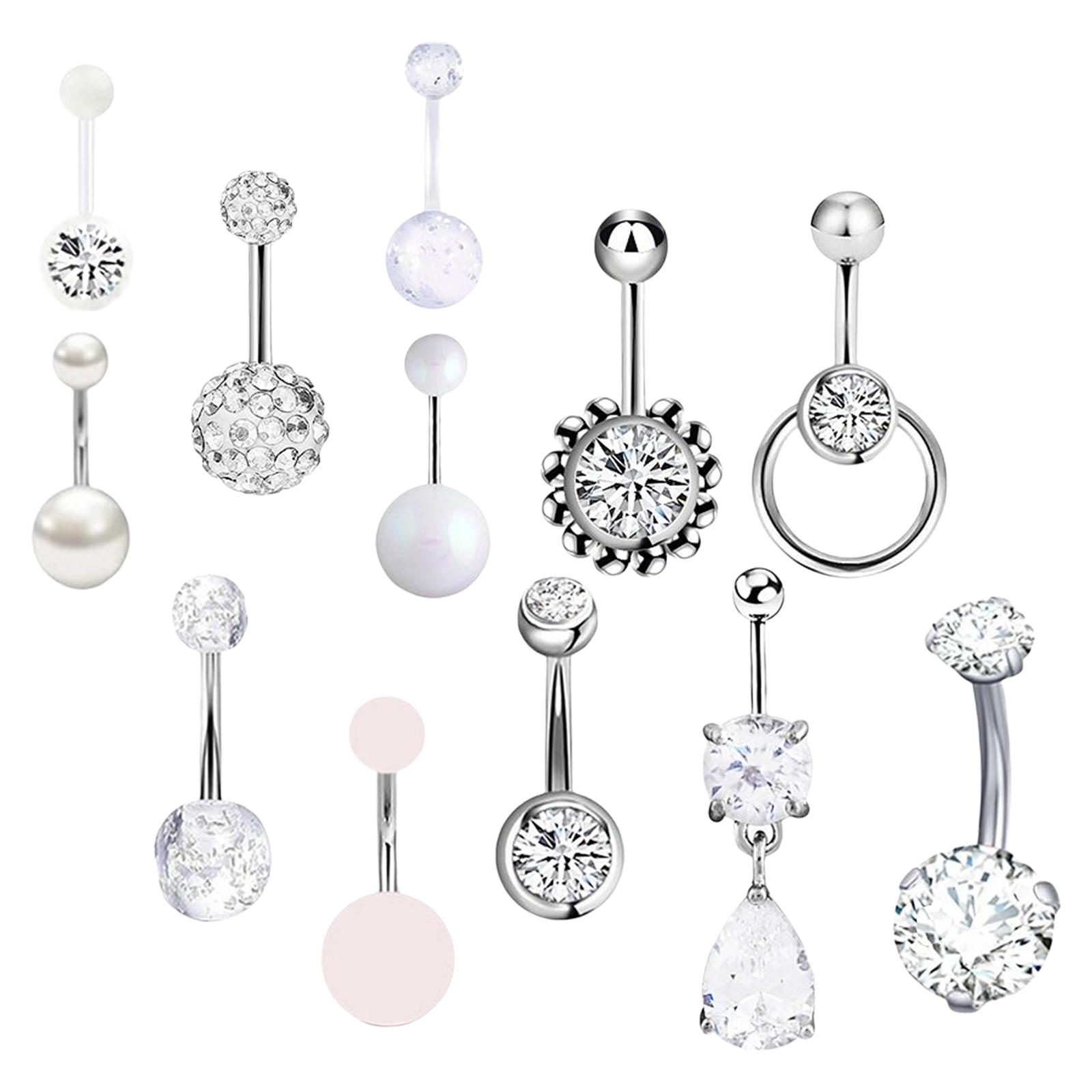 Ioensy - 12 Anillos Para El Ombligo, Piercing Para El Ombligo, Anillos Para El Ombligo Para Mujeres Y Niñas