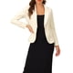 thumbnail image 1 of INSPIRE CHIC Blazer de Terciopelo para Mujer Color Sólido Cuello de Chal Una Botón Traje de Trabajo L Beige Blanco, 1 of 6