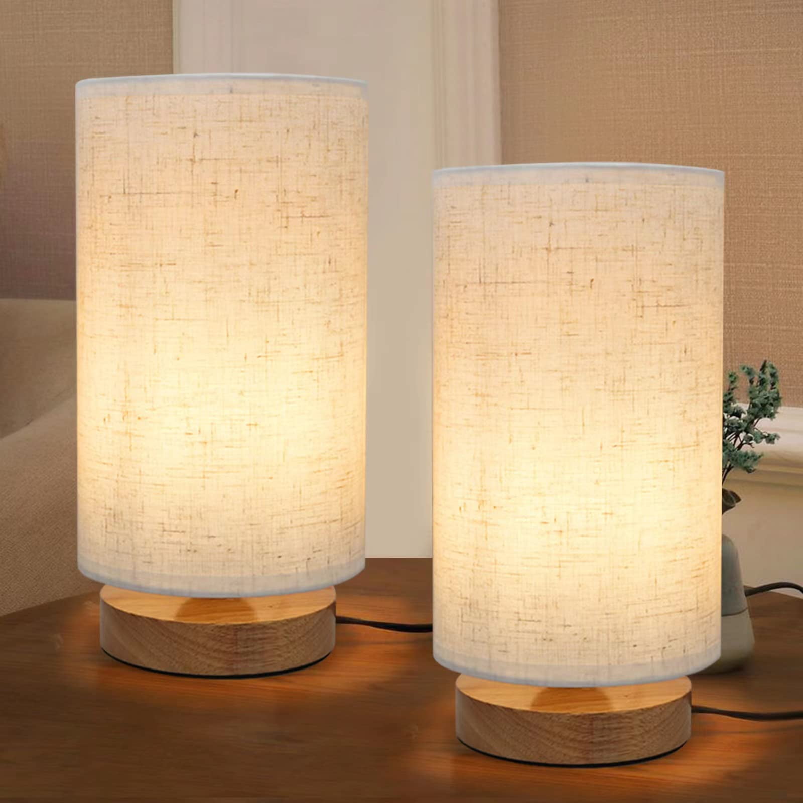 Lámparas De Mesa Seensiny, Juego De 2, Pantalla De Lino Minimalista