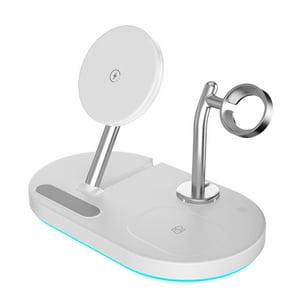 Genérico - 15W Cargador Magnético Inalámbrico Carga Rápida Estación Dock Para Iphone 15 14 13 Pro Max/Apple Watch Se 9 8 7/Airpods 3 2-Blanco