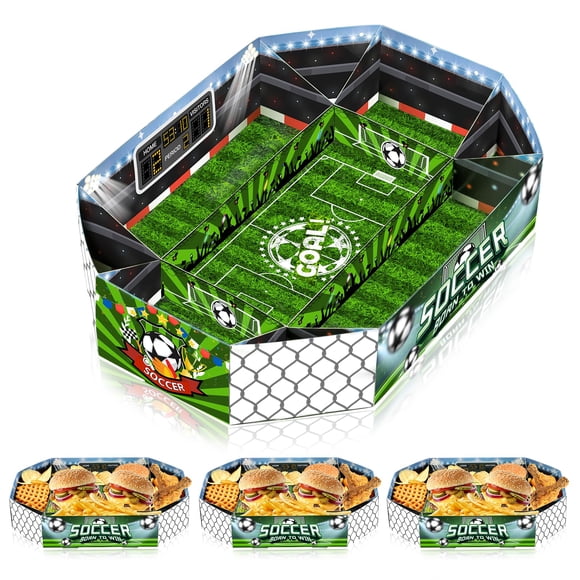 Bandejas para snacks JAPDNK para fiesta de fútbol, 3 piezas, 34 x 24 x 7 cm