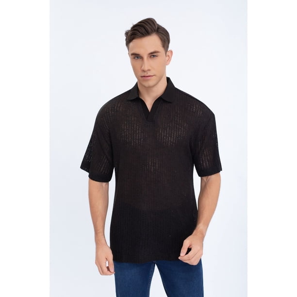 Polera Hombre Manga Corta Tejida Estilo Casual Con Cuello 0177