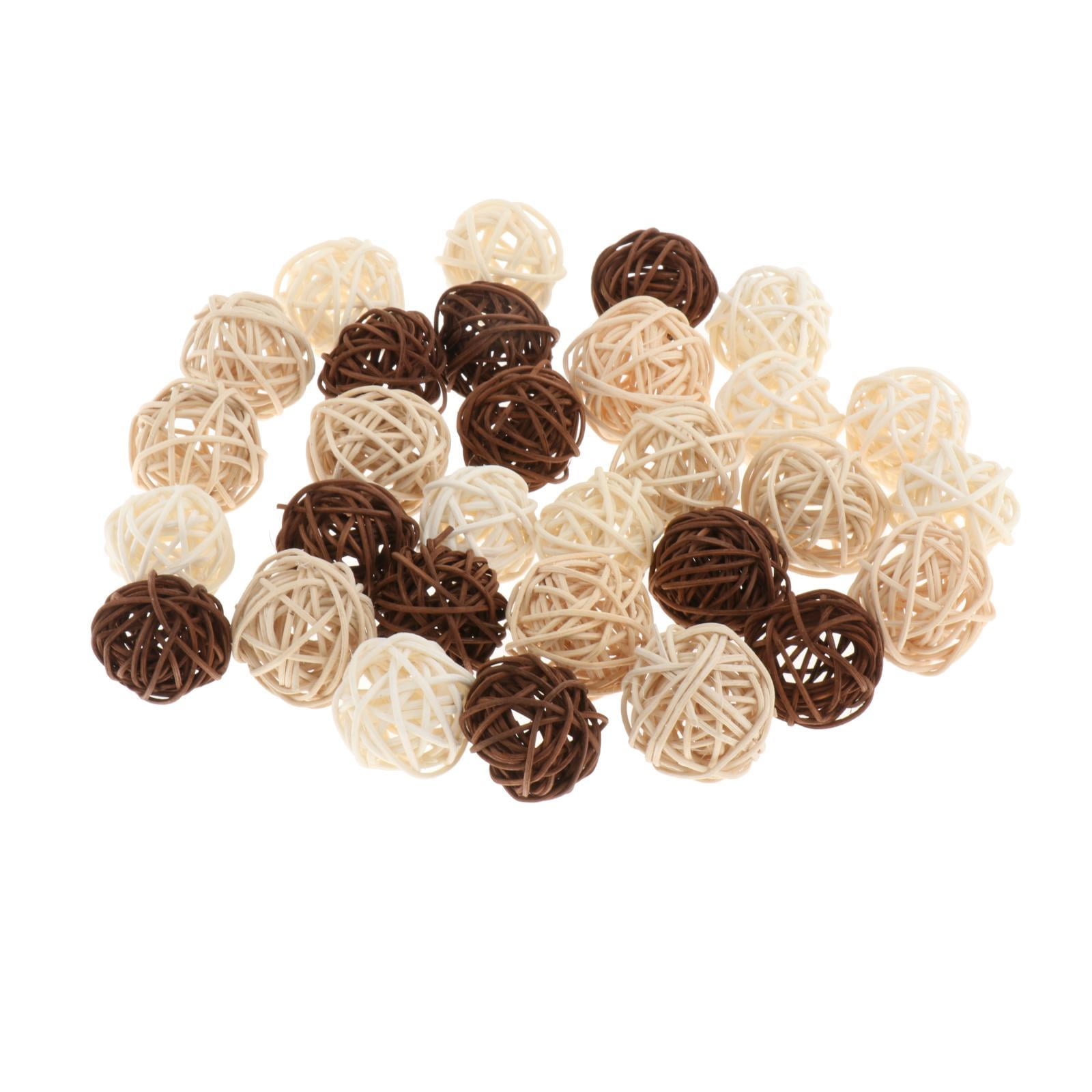 Magideal - 30 Bolas Decorativas De Ratán De 3 Cm, Adorno De Casa Para Decoración De Mesa De Jardín Y Hogar