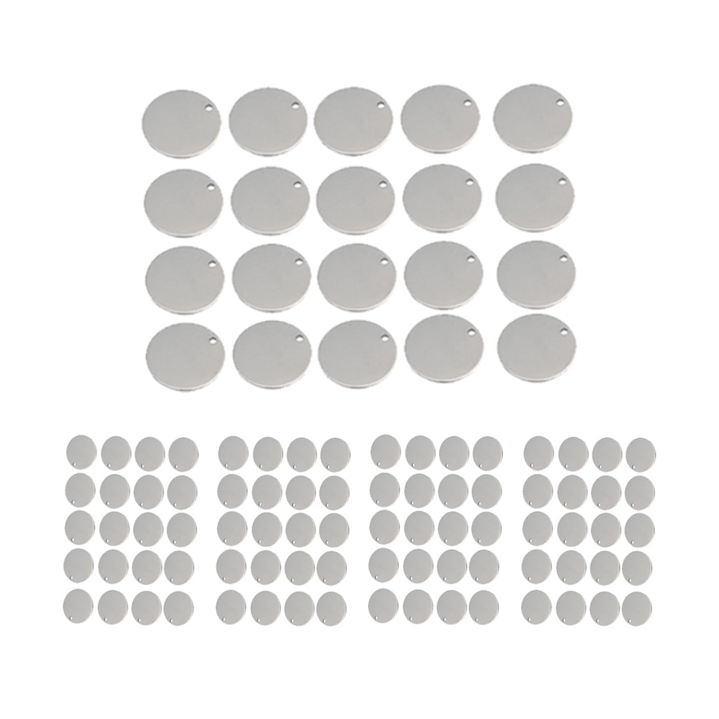 100x Hallazgos De Etiquetas Redondas De Acero Inoxidable Etiqueta De Identificación De Mascotas En Blanco 6 Mm