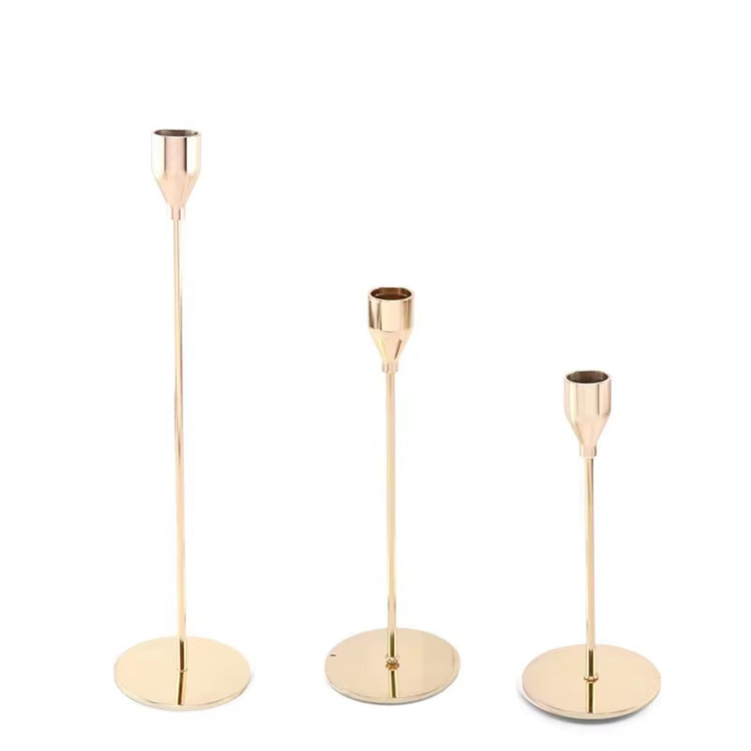 Mundo Online - Candelabro 3 Piezas Porta Vela Centro De Mesa Clasic Gold