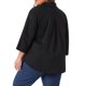thumbnail image 3 of Agnes Orinda Camisas de Botones con Cuello y Pliegues de Manga 3/4 para Mujer de Talla Grande para Escuela y Universidad Blusas Sólidas de Negocios 4X Negro, 3 of 6