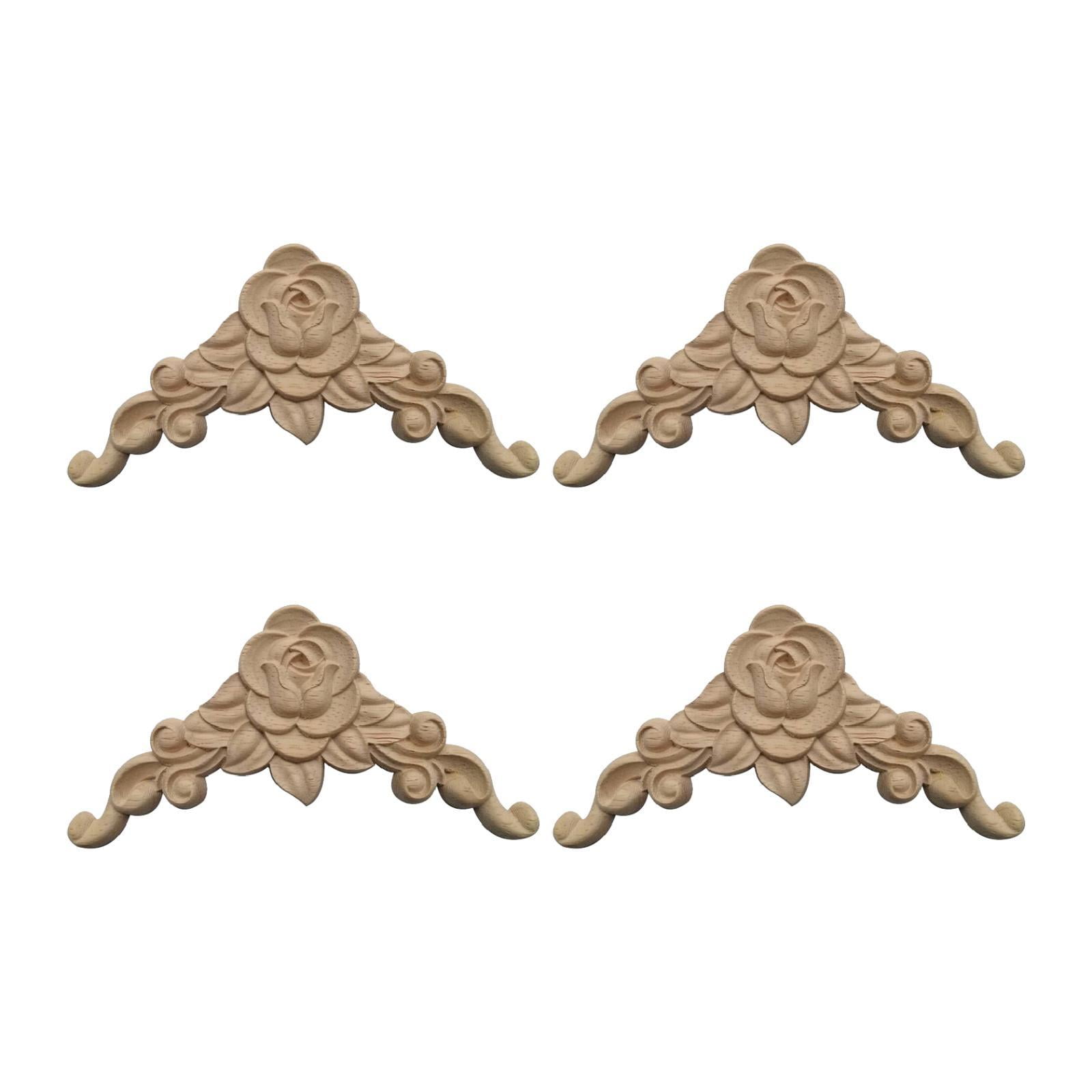 Bothyi - Apliques De Madera De 4 Piezas Talladas Aplicadas De Madera Para El Armario De Decoración De Armario De Armario E