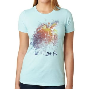 Delsol - Camiseta Para Niñas - Azul Hielo Salpicado Tortuga De Para Mujer - Camiseta (Xl)