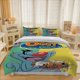 thumbnail image 1 of 3pcs Blue Cat Auggie Cake Comedy Pattern Three-Piece Set Soft And Comfortable bedding Available in All Seasons, 1 of 5