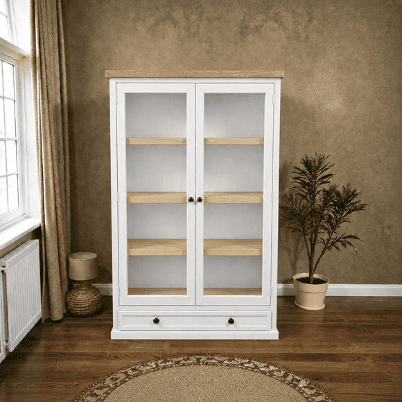 Vitrina "Horizon" de Madera Natural Vitrina Gran Formato - Blanco - 120x35x180 cm