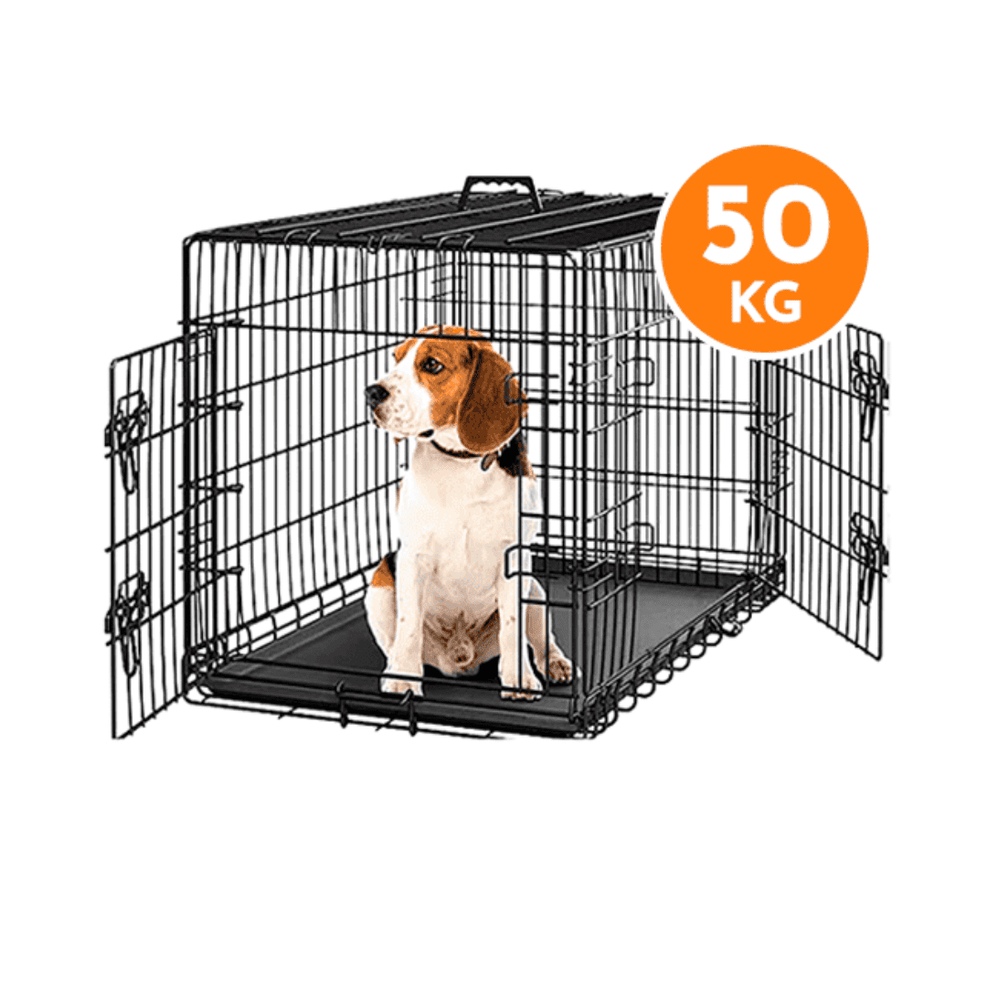 Keru - Canil Para Perros Desarmable 2 Puertas - Jaula Max 50 Kg